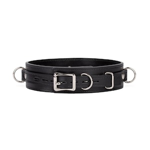Handmade Black leather custom locking choker collar  (792 color variations lockable buckle one price for all sizes) anniversary gift.