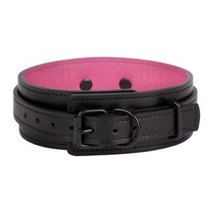 Handgemaakte zwarte leren choker met aangepaste kraag (792 kleurvariaties, één prijs voor alle maten, nikkelvrije hardware)