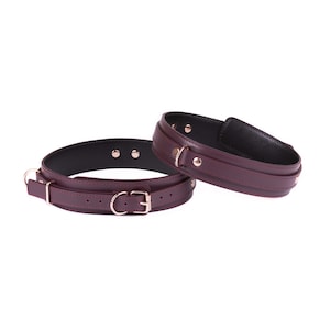 Custom Handmade Bordo-Black Leather thigh cuffs (792 color variations, nickel-free hardware, One Price for all sizes)