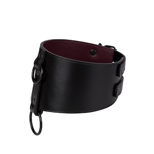 Handmade Black leather custom posture collar for man and woman (792 color variations, nicklel-free fitting)
