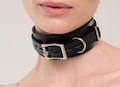 Handmade Black-Pink leather custom locking choker collar (792 color variations lockable buckle one price for all sizes) anniversary gift. product logo