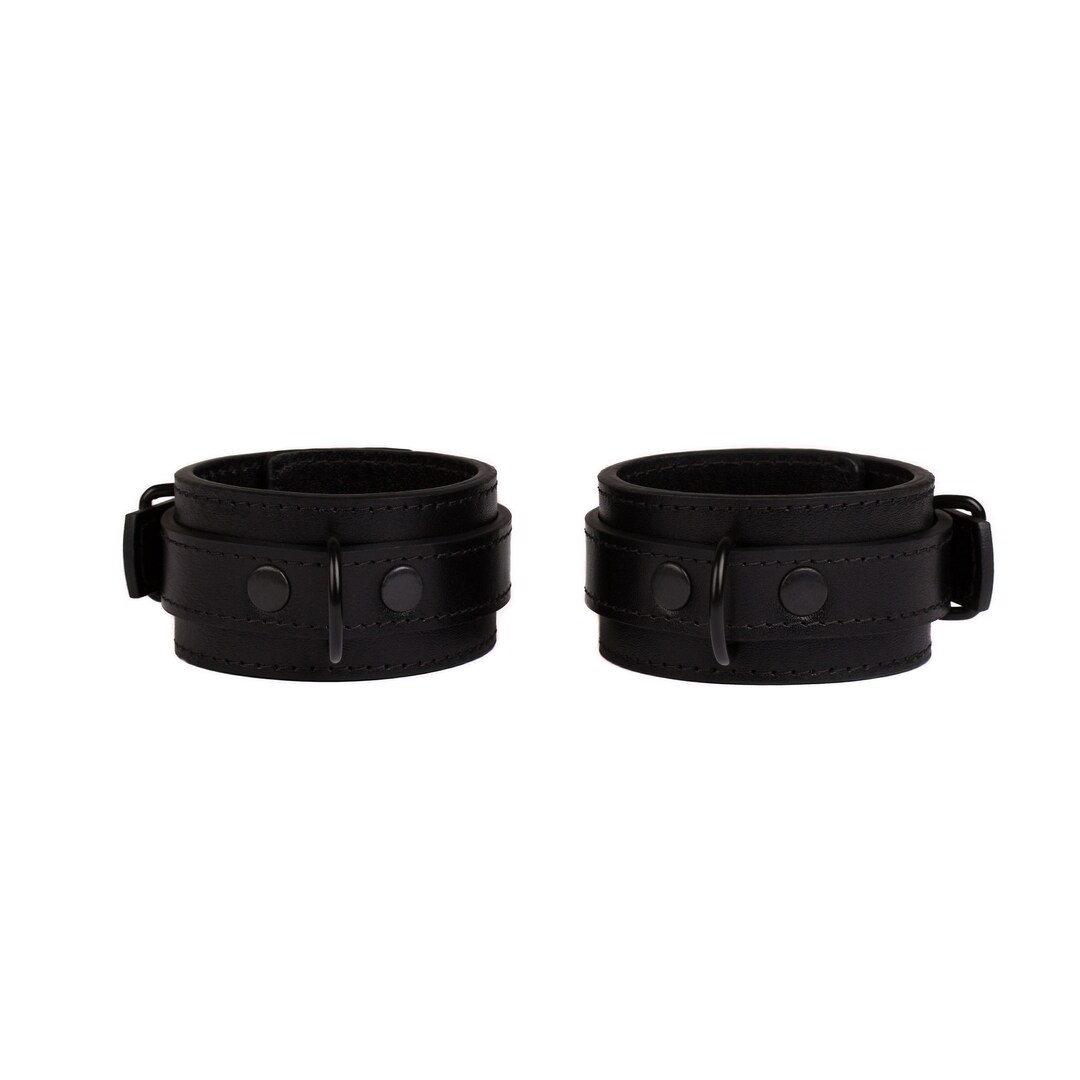 Handmade Black Leather Wrist Cuffs for Men and Women 792 Color
