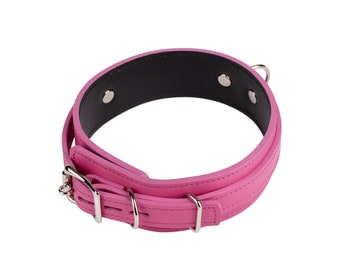 Custom Sized 792 color variations to choose from Purple-Black leather locking collar choker - One price for all sizes.