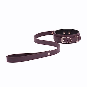 Handmade Bordo Leather collar and leash set( 792 color variations, nickel-free plated hardware, one price for all sizes) anniversary gift.