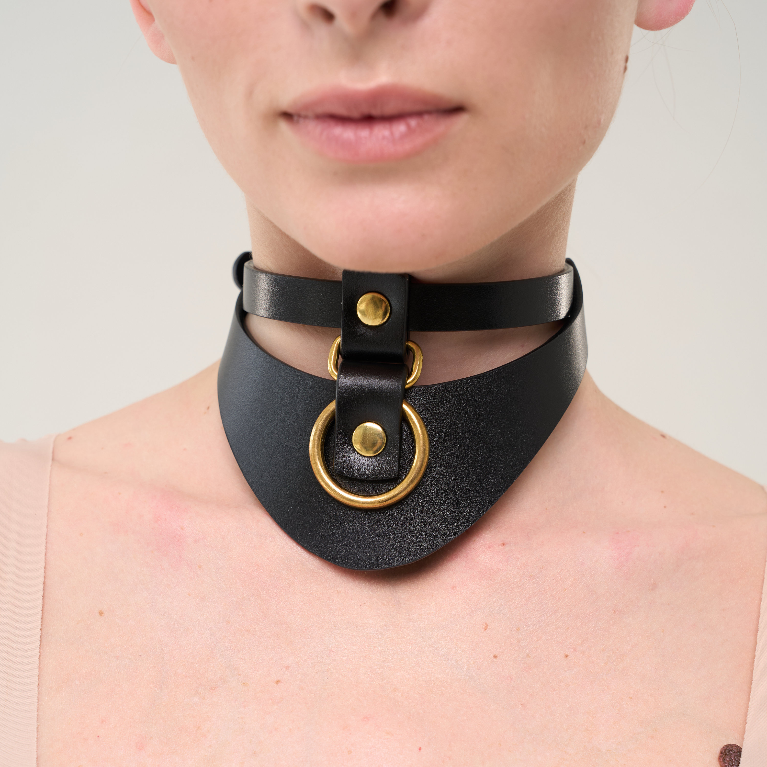Black Choker Edgy Leather Choker Collar With Lock Adjustable