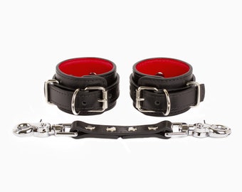 Custom BDSM restraints Red leather sex handcuffs for men and women(792  color variations, nickelfree hardware made to size) aniversary gift
