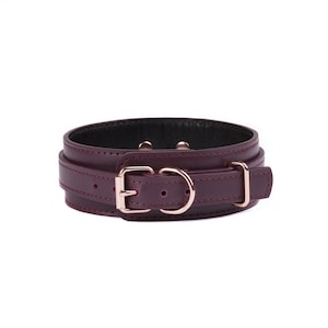 Handmade Bordo-Black Leather Custom Collar choker ( 792 color variations one price for all sizes nickel-free hardware)