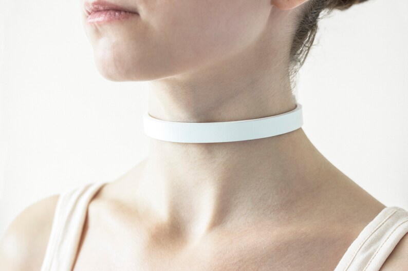 Handmade Blue Custom Leather Choker for Women Sub Day Collar (121 Color ...