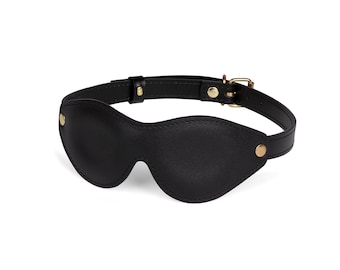 Benda in pelle nera per adulti, maschera per dormire (72 varianti di colore, realizzata su misura)