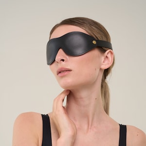 Black Leather blindfold for adult, eye sleep mask ( 72 color variations, made to your size )