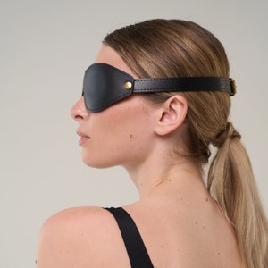 Black Leather blindfold for adult, eye sleep mask ( 72 color variations, made to your size )