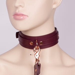 Handmade Bordo Leather Custom Collar choker ( 792 color variations, one price for all sizes, nickel-free hardware)