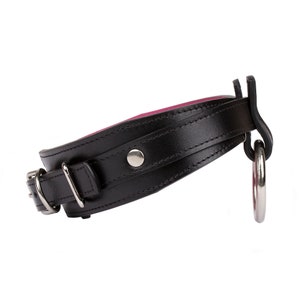 Handmade leather custom choker collar with O-ring (792 color variations nickel-free plated hardware one price for all sizes)