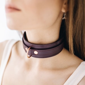 Handmade leather custom choker collar(792 color variations, nickel-free plated hardware, one price for all sizes) anniversary gift.