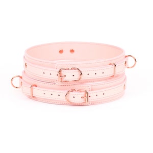 Custom Handmade Light Pink Leather thigh cuffs (792 color variations, nickel-free hardware, One Price for all sizes)