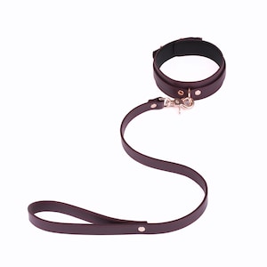 Handmade Bordo Leather collar and leash set(792 color variations, nickel-free plated hardware, one price for all sizes)