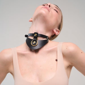 Handgefertigtes schwarzes Lederhalsband Theros in Sondergröße (nickelfrei überzogene Metallteile, 528 Farbvariationen)