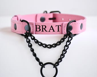 Barbie Princess Candy Bimbo Pink Custom Leather Martingale Collar Choker, Discreet Day Collar for Adults, BDSM Sub, Pet Play