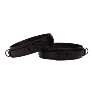 Handmade Black leather custom Thigh cuffs (792 color variations nickel-free plated hardware one price for all sizes) anniversary gift.