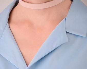 Light Pink Leather Choker -  Collar Necklace for Women - Handmade Day Necklace for Women