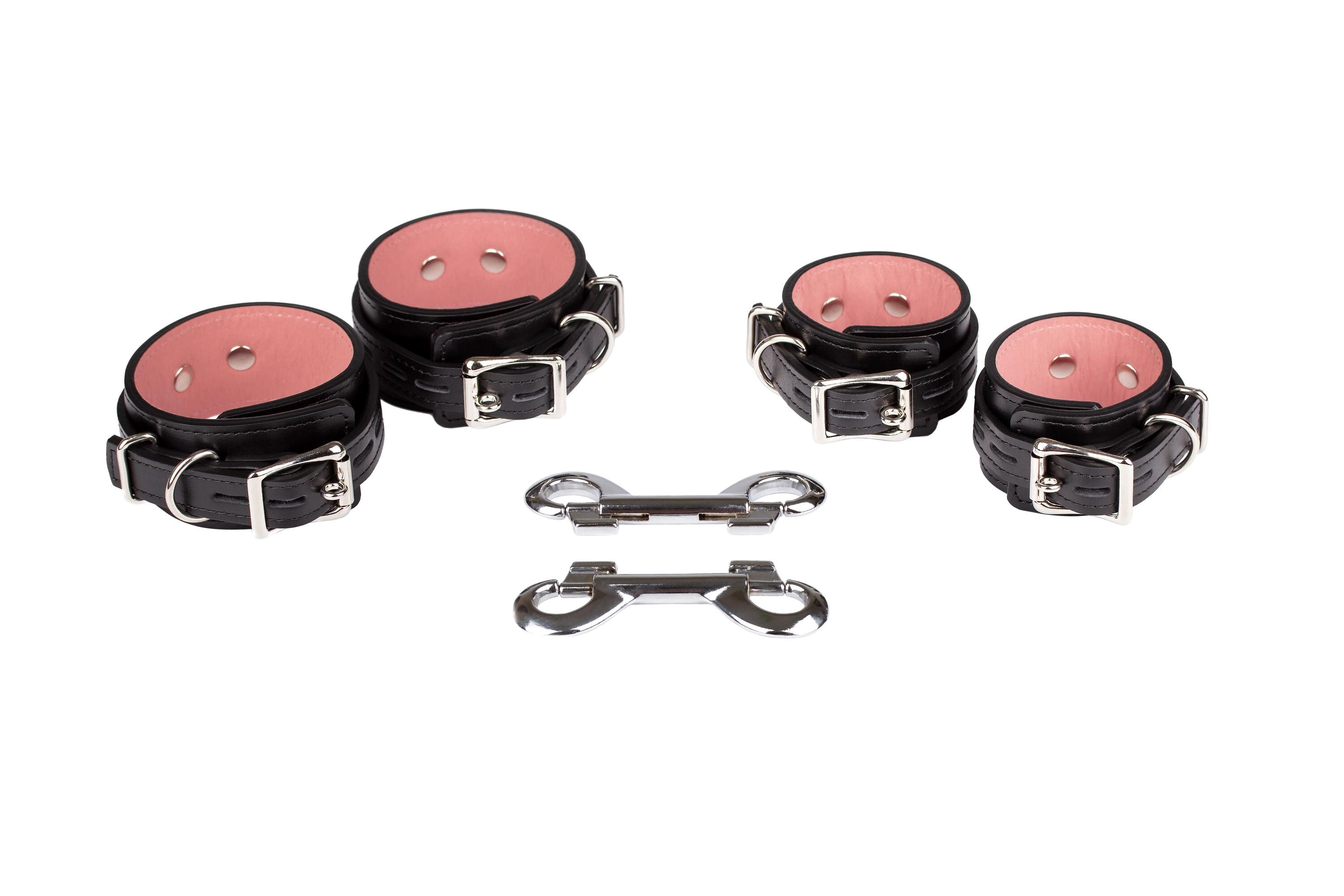 Locking Black Leather Hand Cuffs and Ankle Cuffs With Custom Sizing ...