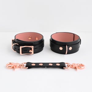 Handmade Leather Ankle Cuffs Set With Medium Connector Locking Buckle Custom Sizesd Cosplay Accessory Custom