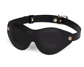 Benda in pelle nera per adulti, maschera per dormire (72 varianti di colore, realizzata su misura)