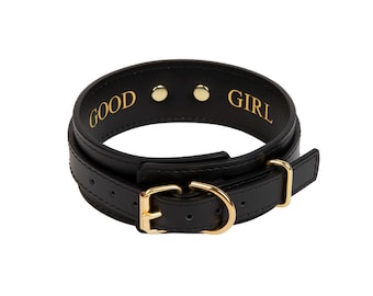 Handmade Custom Premium Leather Choker Collar with FREE Foil Stamping Embossing–One-Color Inside & Out– 12 Leather Options 6 Embossing Color