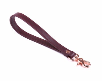 Handmade Bordo leather human pet short leather leash(72 color variations, nickel-free plated hardware)