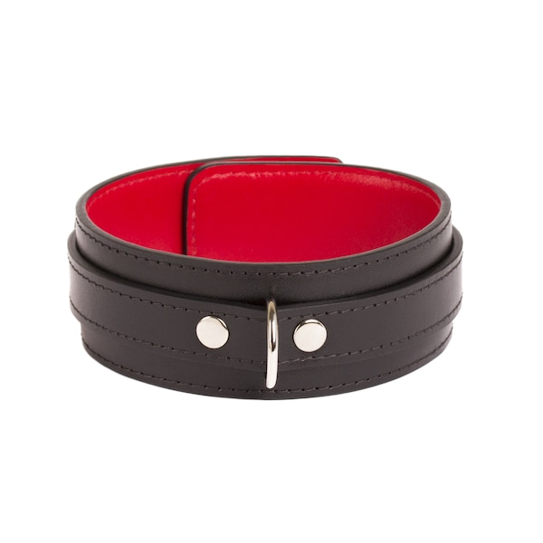 Gargantilla de cuero negro y rojo personalizada hecha a mano (792 variaciones de color, precio único para todos los tamaños, herrajes sin níquel), regalo de aniversario.