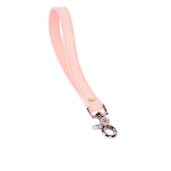 Handmade Pink leather human pet short leather leash(72 color variations, nickel-free plated hardware)