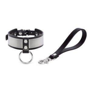 Handmade Black Leather Collar with Leash: Stainless Steel Hardware, Cosplay Fashion