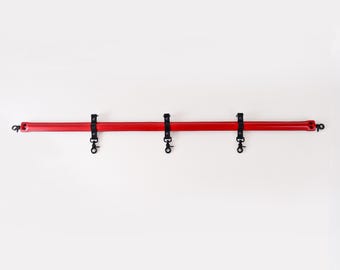 Two-Tone Handmade Premium Leather Spreader Bar 44",  3 Optional Loops  Adjustable Restraint Accessory – Aluminium Base 44"