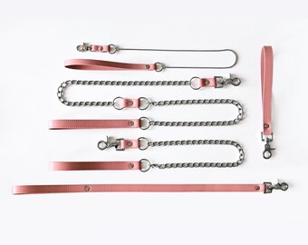 Heavy Duty Chain Leash with Leather Handle, Durable Bondage Lead, Dom Sub Roleplay Gear, Gothic Slave Accessory, Kink Restraint Equipment