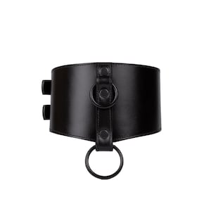 Handmade Black leather custom posture collar for man and woman (792 color variations, nicklel-free fitting)