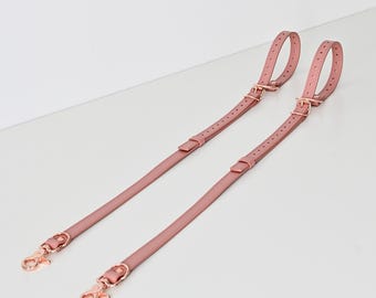 Adjustable Self-Cinching Garter, O-Ring & Snap Hook, Heavy-Duty Bondage Restraint, 90 Color Options, Premium Leather,  Price for pair