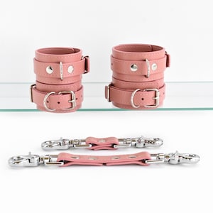 Handmade Leather Cuff Set with Mixed Connectors Custom Wrist and Ankle Bracelets Punk Accessories E Girl Fashion