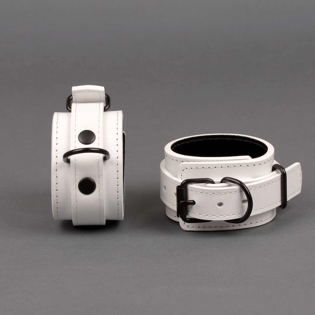 Handmade Whiteblack Leather Wrist Cuffs for Men and Women Etsy