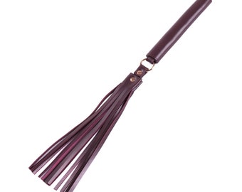 Premium handmade Bordo Leather BDSM spanking Flogger (72 color variations) anniversary gift.