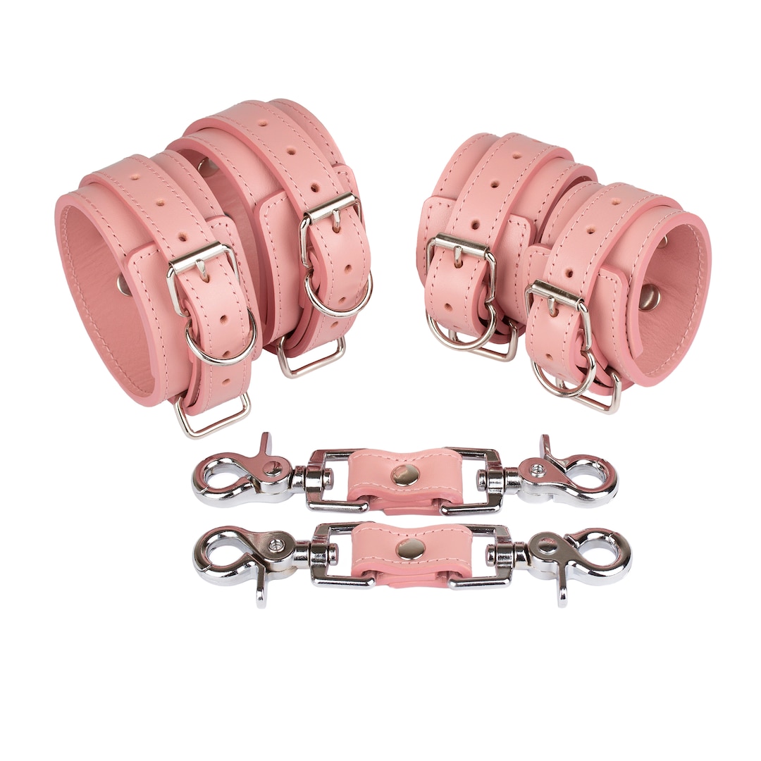 Custom Leather Bdsm Bondage Handcuffs And Ankle Cuffs 792 Color 