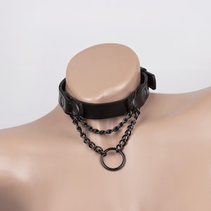 Custom made to your size Black leather martingale collar choker for men and women with adjustable fit (396 color variations)