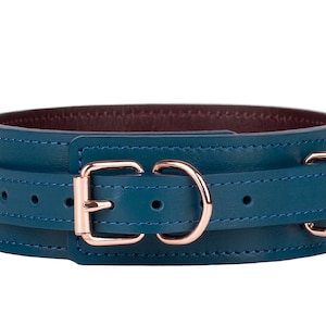 Handmade Blue-Bordo Leather Custom Collar choker ( 792 color variations one price for all sizes nickel-free hardware)