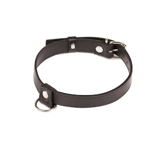 Handgemaakte zwarte leren halsband met choker op maat (792 kleurvariaties, nikkelvrij vergulde hardware, één prijs voor alle maten)