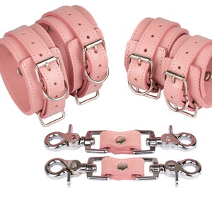 Leather Bondages for women and men hand ankle cuffs for sub kit (792 color variations, nickel-free plated hardware, one price for all sizes)