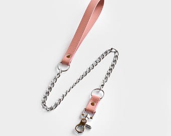 Leather Chain Human Pet Leash, Custom Metal Bondage Lead for Submissive, Kinky Dom Sub Gear, Heavy Duty Slave Restraints, DDLG Accessory