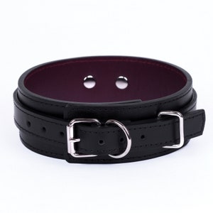 Handmade Black-Bordo Leather Custom Collar choker ( 792 color variations one price for all sizes nickel-free hardware) anniversary gift.