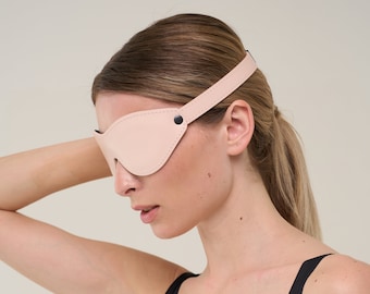 Benda in pelle rosa chiaro: maschera sensoriale per dormire, misura personalizzata