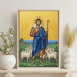 Good Shepherd Art Print: Catholic Sacred Art, Gregorian Chant (Digital Download)