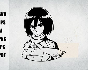 pic Mikasa Attack On Titan Svg mikasa silhouette etsy