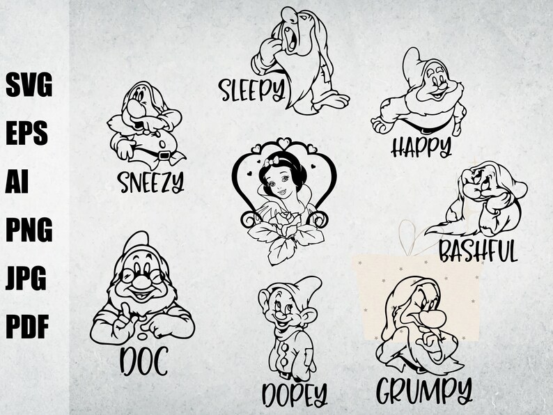 Download 7 Dwarfs Svg Snow White Svgsvg For Cricutcut Files Etsy